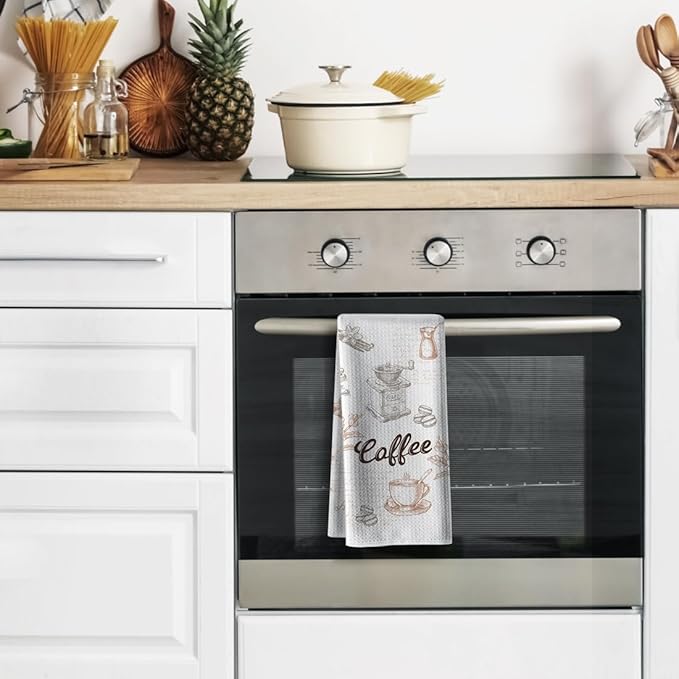 Funny Joked Coffee Kitchen Towels,Bar Dishcloth, 16X24Inch,Absorbent Drying Hand Rags,Gifts for Café Lover Neighbor Wife Women Hostess New Home Mom Housewarming On Christmas Mother's Day