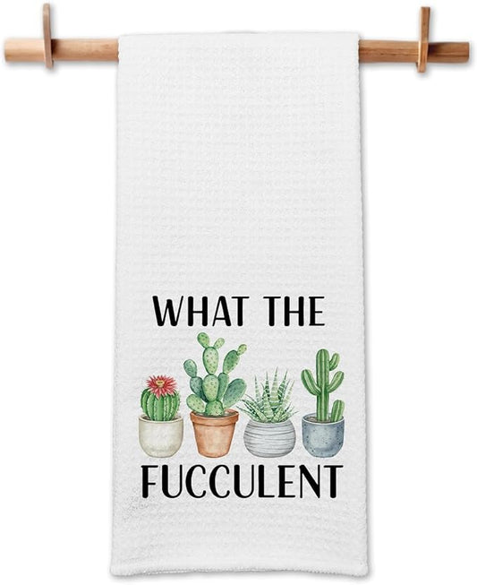 Plant Lovers Kitchen Towels, What The Fucculent Dishcloths, Gardening Gifts for Women, Succulent Cactus Towels for Kitchen Decor, Cute Housewarming Gifts for Hostess Gardeners Plant Lovers
