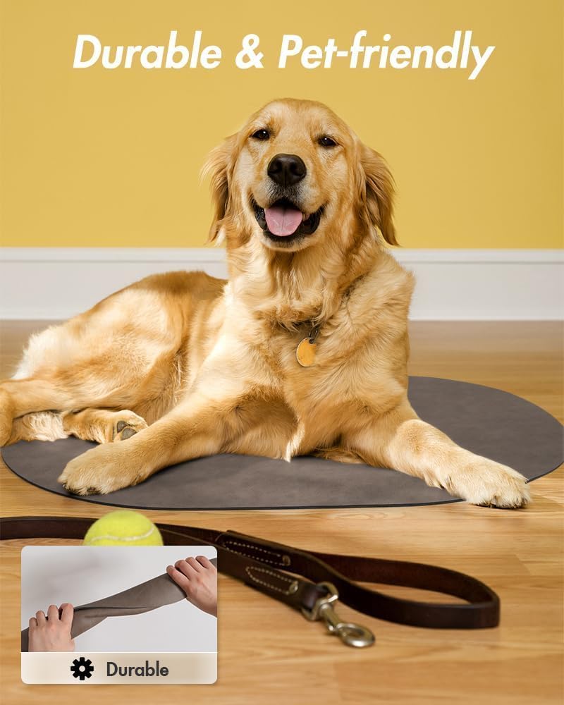 MontVoo Absorbent Dog Water Mat-Dog Mat for Food and Water Bowl, Quick Dry Pet Feeding Mat, No Stains Dog Food mat, Dog Accessories Pet Supplies Mat-Dog Water Bowl Mat for Messy Drinkers, BROWN