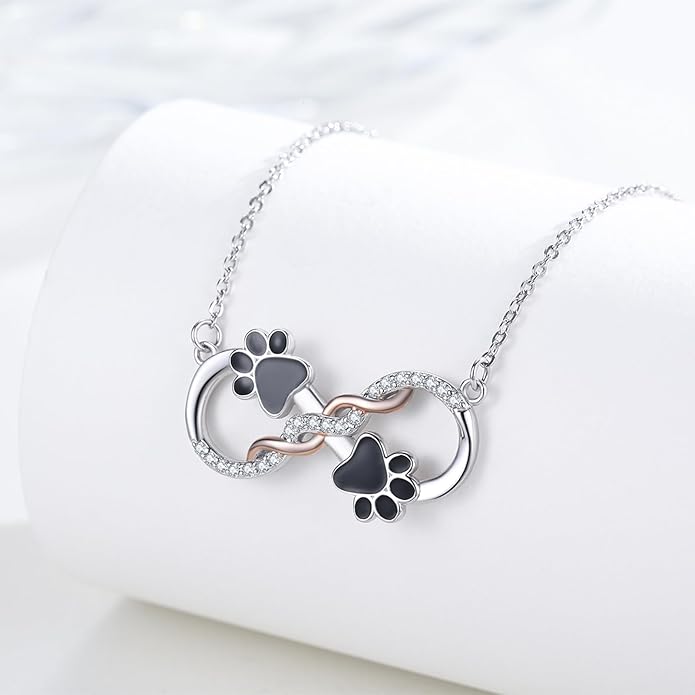 Dog/Paw Print/Infinity Necklace for Women 925 Sterling Silver Heart Dogs Pendant Necklaces Jewelry Christmas Birthday Gifts for Dog Lovers Friends