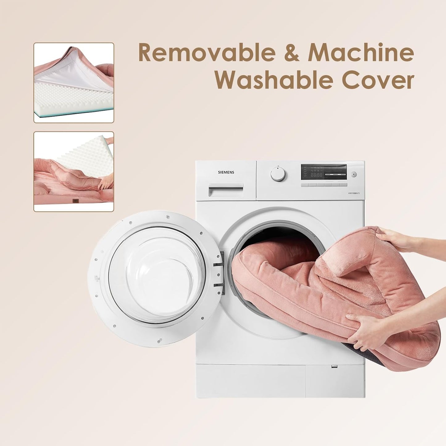 EHEYCIGA Orthopedic Dog Beds for Extra Large Dogs, Waterproof Memory Foam XXL Dog Bed with Sides, Non-Slip Bottom and Egg-Crate Foam Big Pet Couch Bed with Washable Removable Cover, Dusty Pink