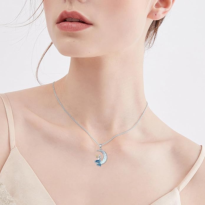 POPLYKE Spider/Butterfly/Fox/Killer Whale/Pande/Shark/Cat/Owl/Mermaid/Dragonfly Necklace 925 Sterling Sliver Animal Necklace Pendant Jewelry Gifts for Women