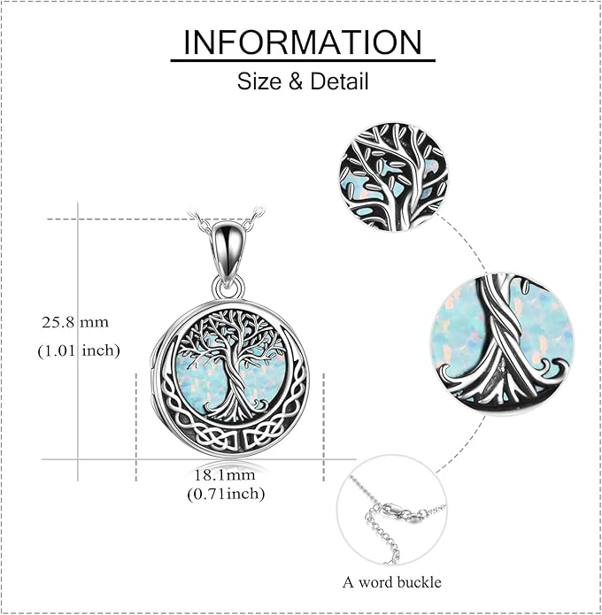 ONEFINITY Tree of Life Locket Necklace Sterling Silver Locket Necklace That Holds Pictures Tree of Life Locket Pendant for Women Wife Girlfriend