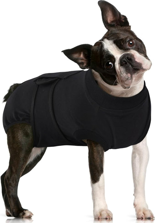 FUAMEY Dog Recovery Suit Male,Dogs Surgery Neuter Suits Puppy Spay Shirts for Female Protect Dog's Skin Anti Licking Abdominal Wounds Doggie Onesie Pet Bodysuit Alternative to Cone Black L