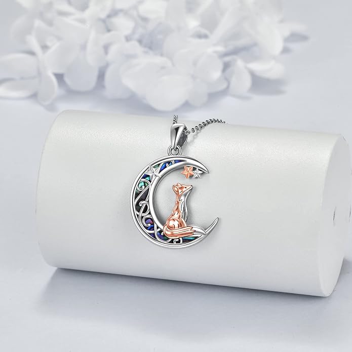 Sterling Silver Cute Animal Pendant Necklace Fox/Snake/Unicorn/Owl on Moon/Rabbit/Horse Necklace Jewelry Gifts for Women Mom Sister