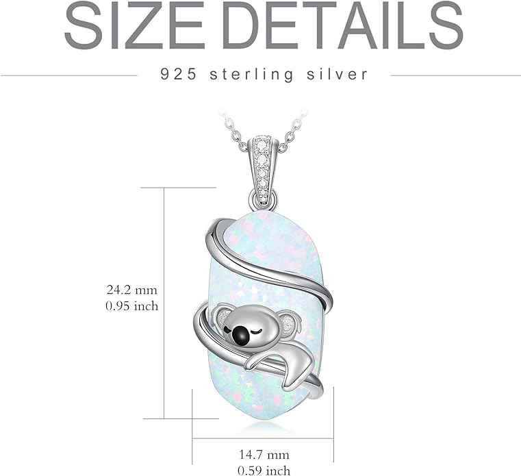 Opal Mama Bear/Panda/Cat/Koala/Sloth/Cardinal/Unicorn Necklace 925 Sterling Silver Opal Animal Pendant Jewelry Birthday Gifts Women Her Mom