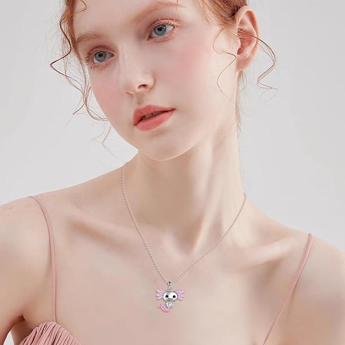 TIGER RIDER Bee Necklace for Women Sterling Silver Cute Animal Axolotl Dragonfly Moth Owl Black Cat Pendant Necklaces Animals Jewelry Birthday Gifts for Women Wife