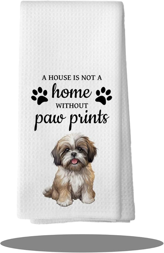 Shih Tzu Dog Gifts Kitchen Bathroom Decor Towels 16″×24″, Dog Lovers Gifts for Girls Mom Women, Shih Tzu Gifts For The Owners,A House is Not A Home Without Paw Prints Bathroom Kitchen Dish Hand Towels