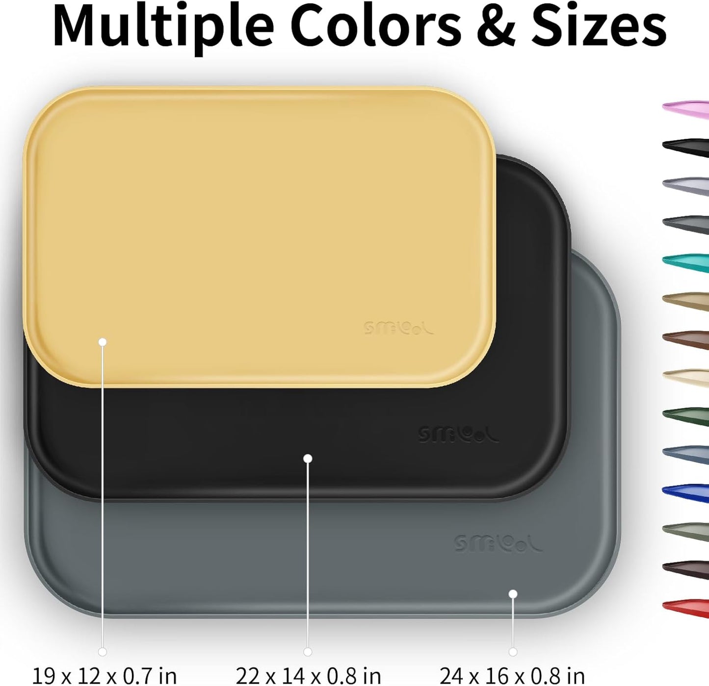 Silicone Pet Feeding Mat with Raised Edge for Food and Water, Dog Bowl Mats, Cat Bowls Placemat with High Lip for Floor Waterproof, Rubber Tray for Cats and Dogs 24 x 16 x0.8 Light Gray