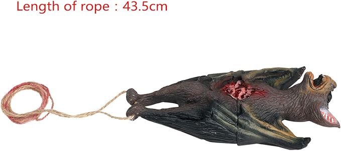 Halloween Hanging Bats Props Trick Toys Simulation Rubber Dead Bat Hanging Ornament Party Decor Prank Prop Cats Dogs Interesting Toys Halloween Party Favors Vampire Rats for Haunted House Decoration