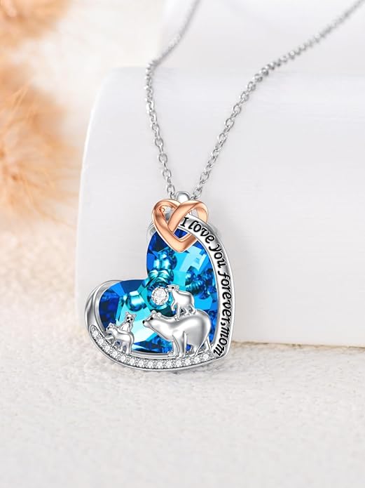 Mothers Day Gift for Mom 925 Sterling Silver Mama Bear/Dinosaur/Cat/Bird/Chicken Necklace with 1 2 3 4 5 Cubs Jewelry for Women Wife Grandma