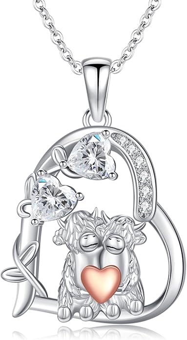 Heart Animal Necklace 925 Sterling Silver Cute Animal Pendant Jewelry Birthday Gifts for Women Girlfriend Mom Animal Lovers