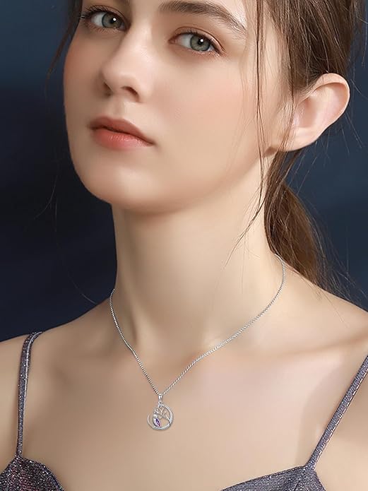 Dorunmo Animal Necklace 925 Sterling Silver Owl/Sloth/Axolotl/Dolphin Necklace Celtic Knot Pendant Birthday Anniversary Animal Jewelry for Women Friends Animals Lover