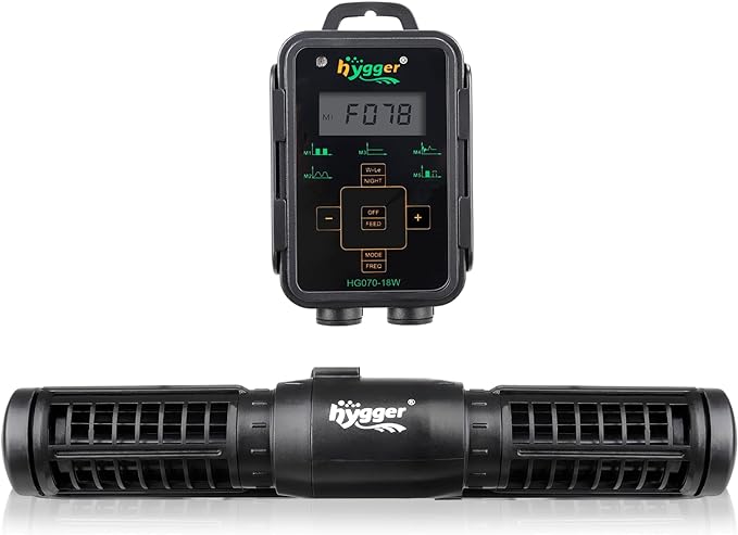 hygger Aquarium Wave Maker, Adjustable Cross Flow Pump with LED Display Controller, Magnetic DC 24V Aquarium Powerhead for Freshwater and Marine Reef Aquariums Up to 135 Gallon (18w)
