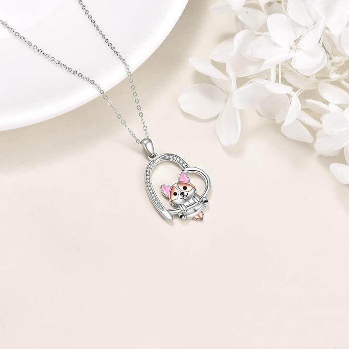 MONGAS Penguins/Guinea Pig/Pig/Fox/Corgi/Frog/Bunny/Koala8/Cow/French Bulldog Necklaces Penguin Gifts 925 Sterling Silver Hugging Penguins Cute Animal Jewelry for Women Sister