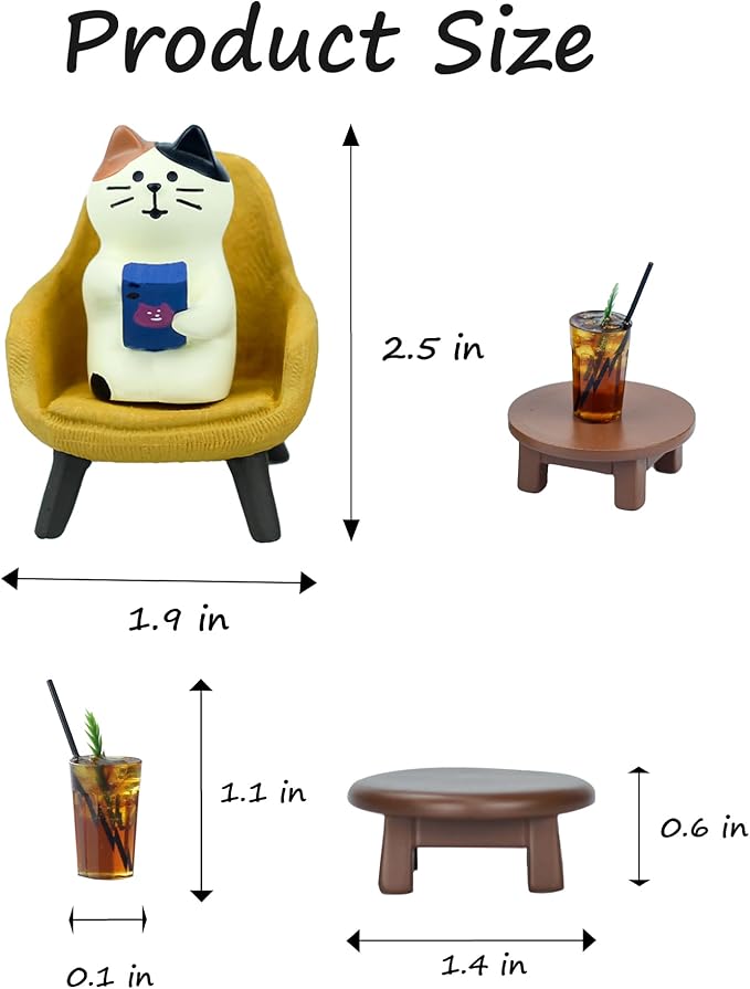 Cute Cat Playing Phone on Sofa and Drinking Coffee Figurine for Office Home Decor - Cute Cat Gift for Cat Lovers