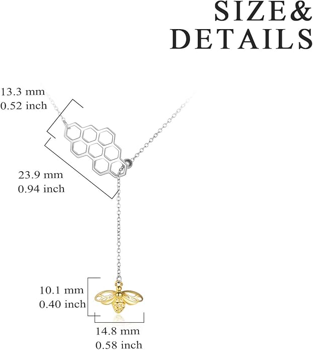 LUHE Bee/Cat/Wolf/Horse Gifts Necklace Sterling Silver Women Y-Necklace Pendant Necklace Jewelry for Teen Girls