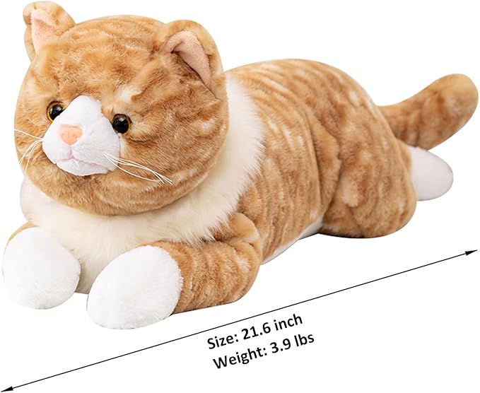 Cat Weighted Stuffed Animals, 3.9 lbs 21.6 inch Weighted Cat Plush Toy Realistic Plush Animals Pillow Toy for Adults and Kids