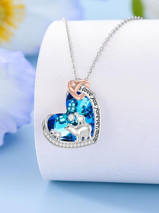 Mothers Day Gift for Mom 925 Sterling Silver Mama Bear/Dinosaur/Cat/Bird/Chicken Necklace with 1 2 3 4 5 Cubs Jewelry for Women Wife Grandma
