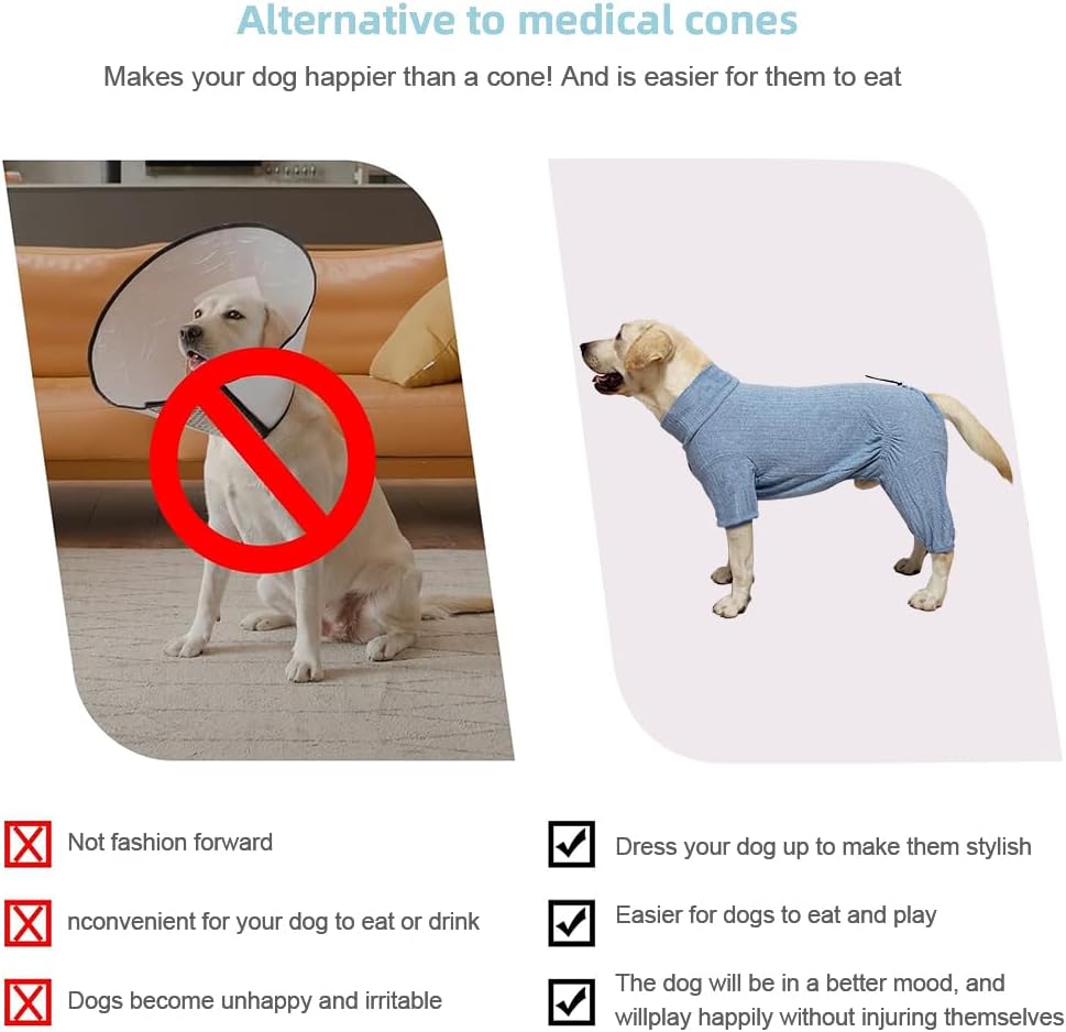 Dog Pyjamas PJS Sweater Clothes and Home Clothing Suitable for Large to Giant Breeds of Dogs, Dog Surgery Recovery Suit, Extra-Large Stretch Fabric, Four-Legged Clothes(Sweater Blue, 6XL)