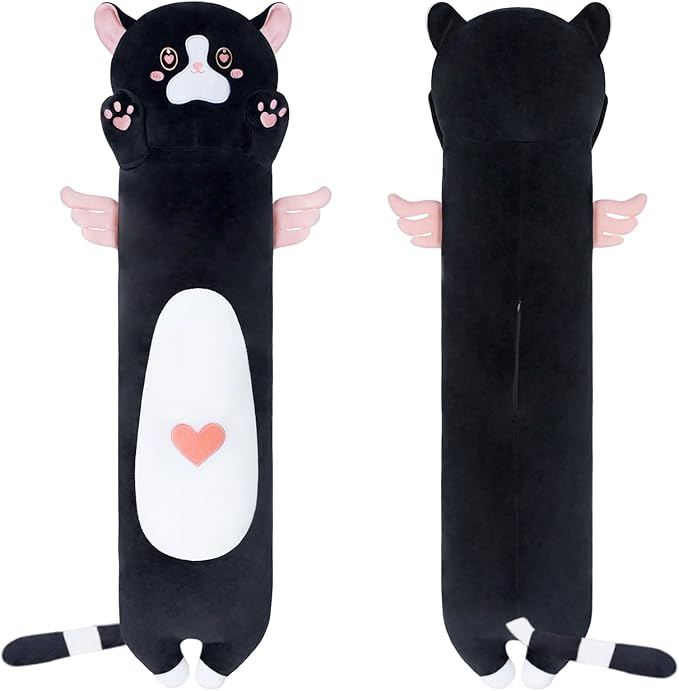 Cat Long Plush Long Giant Pink Cat Pillow Plush, Long Kitten Body Pillow Cute Cat Stuffed Animals for Kids Girlfriend(70cm/27.5inch)