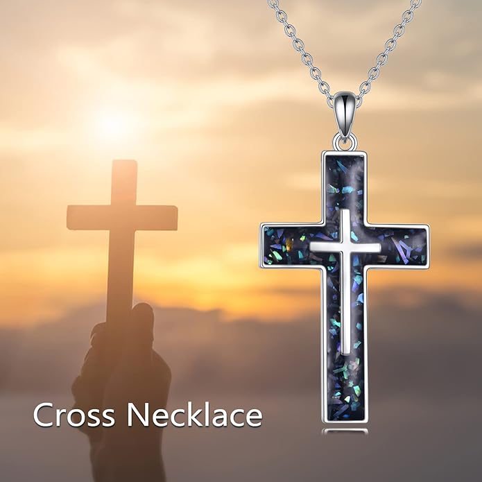 YFN Cross Necklace Sterling Silver Religious Cross Pendant Jewelry Christian Gifts for Women Men