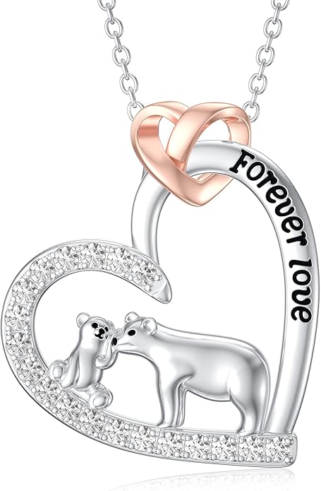 Mothers Day Gift for Mom 925 Sterling Silver Mama Bear/Dinosaur/Cat/Bird/Chicken Necklace with 1 2 3 4 5 Cubs Jewelry for Women Wife Grandma