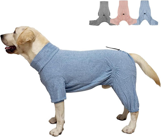 Dog Pyjamas Sweater Clothing and Loungewear Suitable for Small to Medium Breeds of Dogs, Dog Neutering Suits, Extra-Large Stretch Fabric, Four-Legged Dogs Clothes Pyjamas (Sweater Blue, L)
