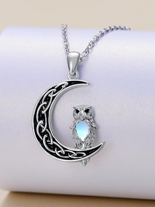 Fox/Cat/Axolotl/Sloth/Panda Necklace Crescent Moon Necklace 925 Sterling Silver Cute Animal Jewelry as Birthday Mothers Day Gifts for Women