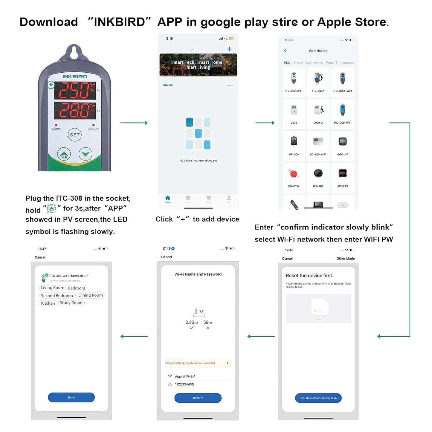 Inkbird WiFi ITC-308 Digital Temperature Controller Thermostat Remote Monitoring Controlling Home Brewing Fermentation Breeding Incubation Greenhouse