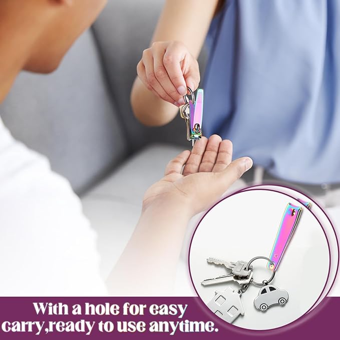 Rocutus 2pcs/Set Portable Nail Scissors Adult Pedicure Nail Clippers Household Small Scissors Foot Manicure Scissors Manicure Tools (Bight Colorful)