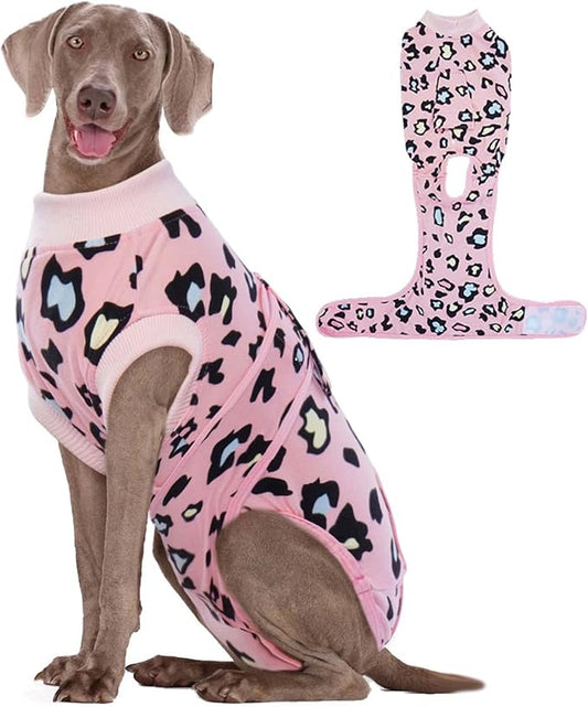 Kuoser Dog Recovery Suit for Dogs After Surgery,Professional Surgical Onesie for Female Male Dogs Spay Neuter,Soft Dog Surgery Suit Bodysuit for Abdominal Wounds Skin Disease,Pink Leopard 2XL