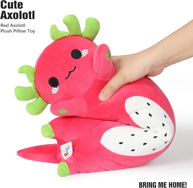 PEACH CAT Long Dragon Fruit Axolotl Stuffed Animal Kawaii Pitaya Axolotl Plush Pillow Toy for Girls and Boys 34"