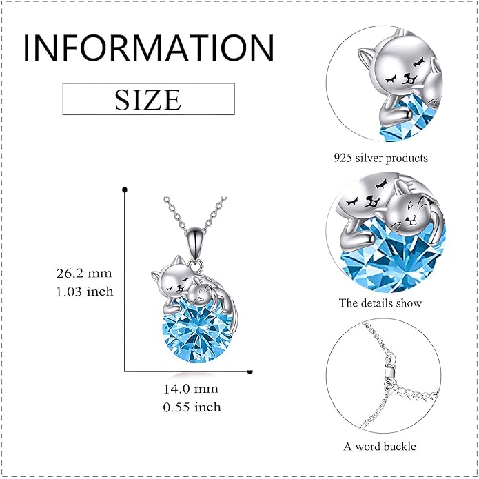 Cat Necklace Sterling Silver Cat Pendnat with Rose Quartz Pearl Jewelry Gifts for Women Cat Lovers