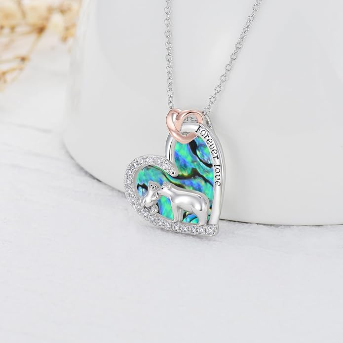 Mothers Day Gift for Mom 925 Sterling Silver Mama Bear/Dinosaur/Cat/Bird/Chicken Necklace with 1 2 3 4 5 Cubs Jewelry for Women Wife Grandma