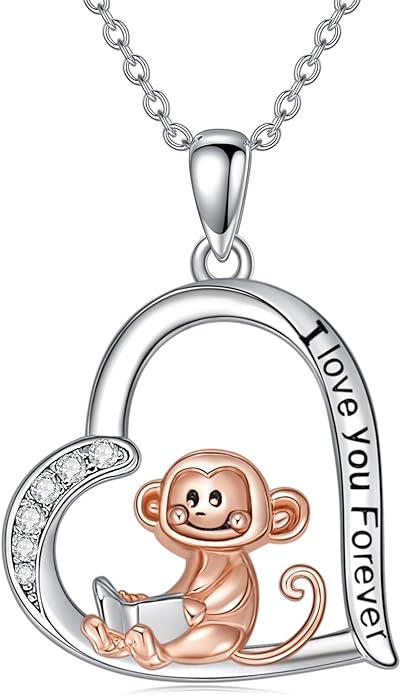 Cat Squirrel Llama Raccoon Tiger Cheetah Elephant Fox Sloth Koala Monkey Horse Dinosaur Axolotl Necklace Animal Pendant Heart Necklace 925 Sterling Silver