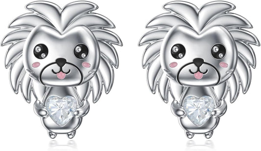 Sterling Silver Cat / Cow / Pig / Bunny / Squirrel / Giraffe / Highland Cow / Lion / Chicken / Ladybug / Star / Moon Stud Earrings for Women Cute Animal Post Earrings Hypoallergenic Animal Jewelry Gift for Teens Girls