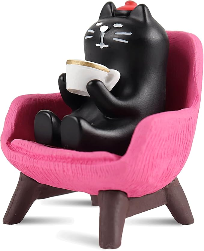 Cat Figurines Pink Desk Accessories Trinkets Cat Gifts for Cat Lovers Office Bookshelf Decor for Women Funny Gifts for Women