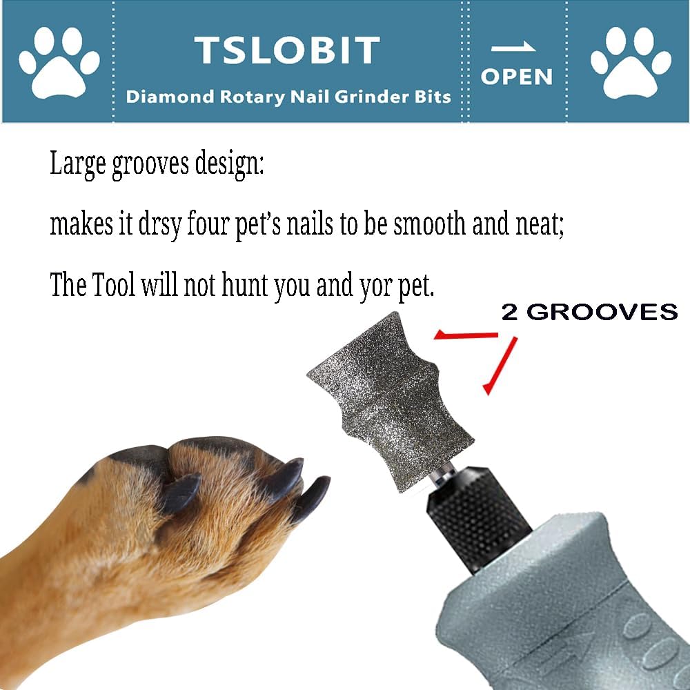 Diamond Dog Nail Grinder Attachment,1/8'' Pet Nail Grinder Wheel for Dremel Dog Nail Grinder, Diamond Rotory Bit for Dogs&Pets Nail Care,2-Pack（Large D+D）