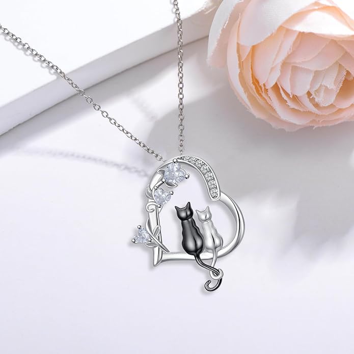 Heart Animal Necklace 925 Sterling Silver Cute Animal Pendant Jewelry Birthday Gifts for Women Girlfriend Mom Animal Lovers