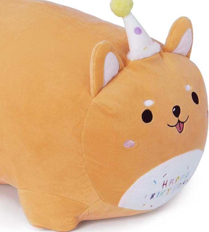 Happy Birthday Corgi Dog Plush Toy, Cute Birthday Colorful Puppy Stuffed Animal, Dog Plush Pillow for Girls Kids(Corgi,40cm/15.7inch)