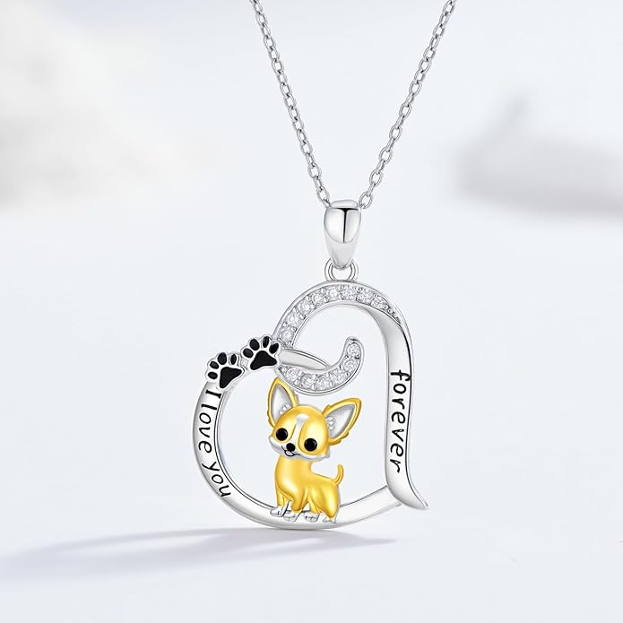 Dog/Paw Print/Infinity Necklace for Women 925 Sterling Silver Heart Dogs Pendant Necklaces Jewelry Christmas Birthday Gifts for Dog Lovers Friends