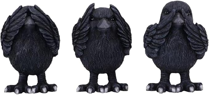 Nemesis Now Three Wise See No Evil Hear No Evil Speak No Evil Figurines, Adorable Hand-Painted Resin Collectibles and Gift - Ravens
