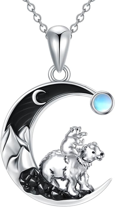 Gothic Jewelry Bat/Cat/Wolf/Dragon/Owl/Fox/Spider/Sun Pendant Sterling Silver Crescent Moon Necklace for Women Girls Black Jewelry Gifts