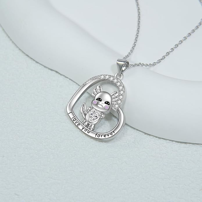 Penguin/Elephant/Frog Mushroom/Cat/Fox/Highland Cow/Axolotl/Yorkie Necklace Jewelry for Women Birthday Christmas Gifts