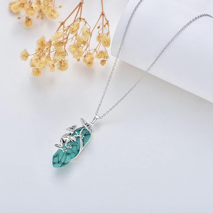 Frog Necklace 925 Sterling Silver Frog Pendant Birthstone Quartz Jewelry Gift for Women s Mom
