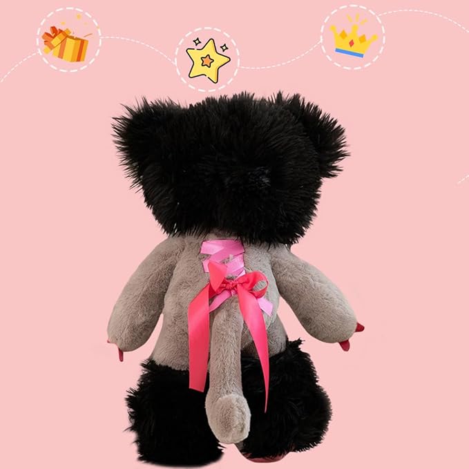 ELAINREN Black Elf Cat Plush Toy Crazy Kitten Stuffed Forest Animals Toy Ultra-Soft Huggable Kitty Plushies Pillow Decor Gifts/15.7''