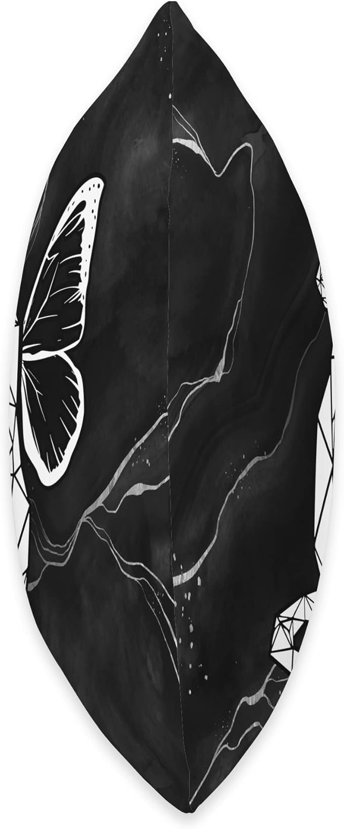 Cat figure, butterfly, black Throw Pillow