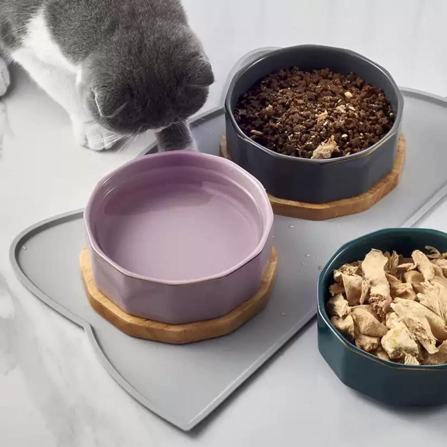 Cat Food Mat, Silicone Pet Feeding Mat for Floor Non-Slip Waterproof Dog Water Bowl Tray Cushion (17" x 10", Coral Pink)