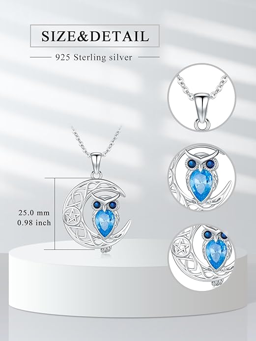 Dorunmo Animal Necklace 925 Sterling Silver Owl/Sloth/Axolotl/Dolphin Necklace Celtic Knot Pendant Birthday Anniversary Animal Jewelry for Women Friends Animals Lover